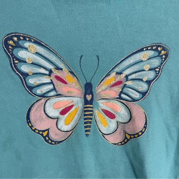 Carter's Teal girls Hoodie with Butterfly Design/size 7 - Picture 2 of 8